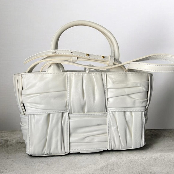 Bottega Veneta White Intrecciato Mini Satchel with Top Handles - Picture 2 of 10